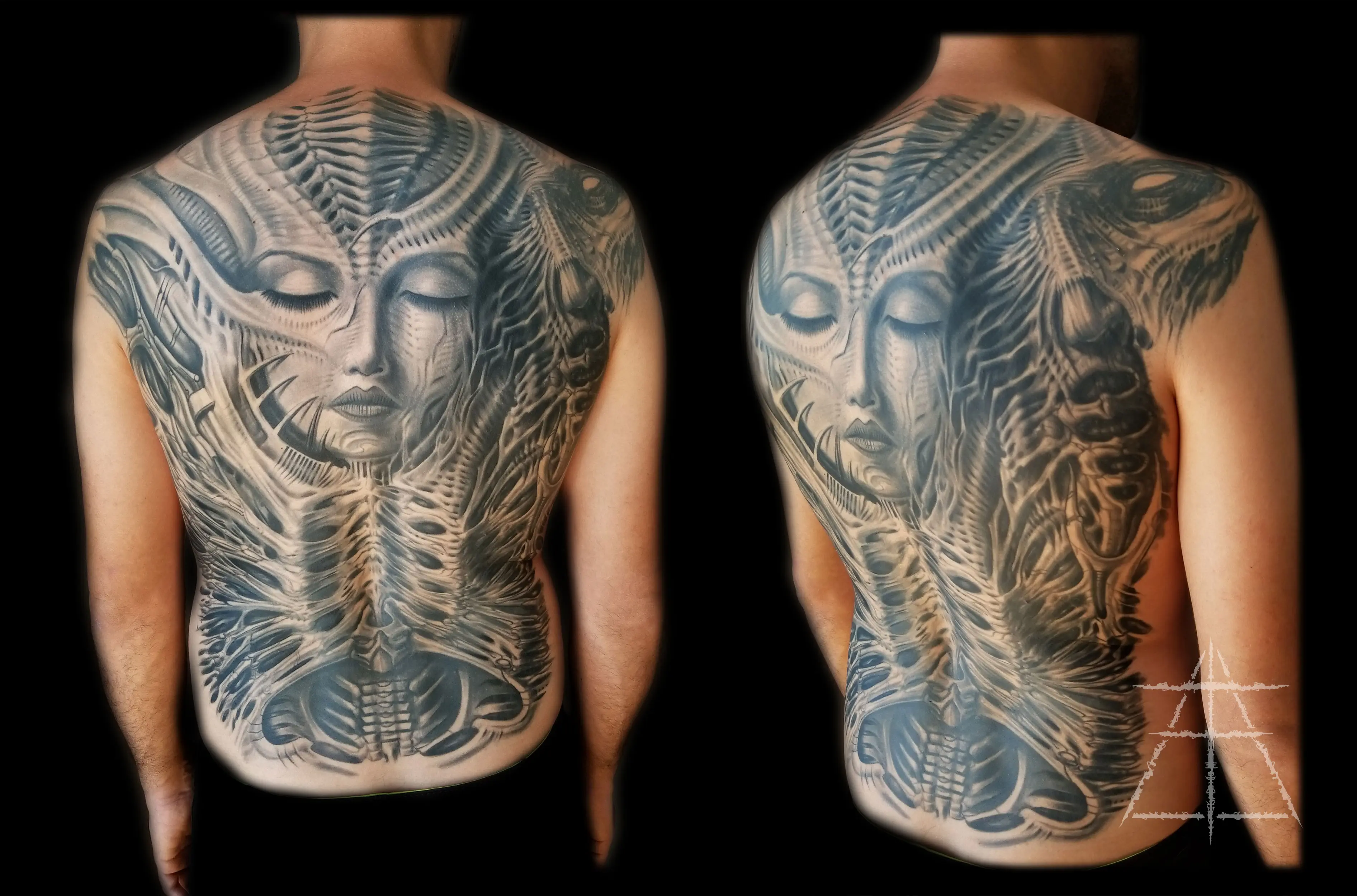 Biomech backpiece freehand portrait